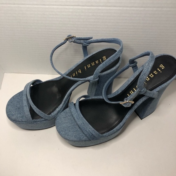Gianni Bini Denim Blue Platform Sandals NWOT 8.5 - Picture 12 of 16